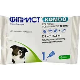 Краплі від бліх, вошей, волосоїдів та кліщів KRKA Фіпріст Комбо для собак з масою тіла 10-20 кг 1 піпетка