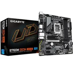 Материнська плата LGA1700, Gigabyte B760M DS3H GEN5, B760, 4xDDR5, Int.Video(CPU), 4xSATA3, 2xM.2, 1xPCI-E 5.0 x16, 2xPCI-E 3.0 x1, Realtek 7.1, RTL8125BG, 6xUSB 3.2 / 6xUSB 2.0, VGA/HDMI/2xDP, MicroATX