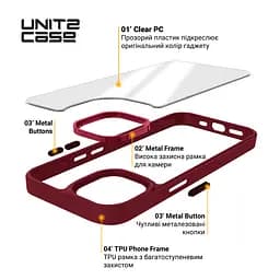 Чехол для Apple iPhone 15, UNIT2, бордовый, ударопрочный, прозрачный противоударный чехол-накладка из TPU и поликарбоната (PC), с защитными бортиками, защита всего корпуса от ударов и царапин, ArmorStandart (ARM69971) - мініатюра 4