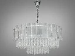 Люстра підвісна з скляними елементами на 20 ламп, колір хром
