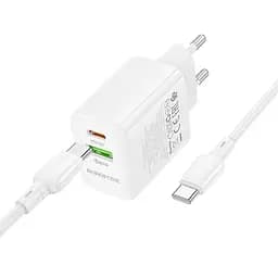 МЗП Borofone BN27 Fuente PD20W+QC3.0 (1USB-A/1C) + кабель Type-C to Type-C White - мініатюра 4
