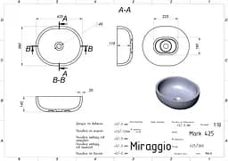 Умивальник Miraggio MARK 425 (0002684) Mirasoft, Матовий, Накладний, Білий - мініатюра 2