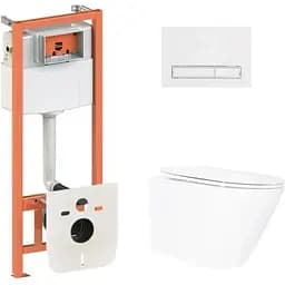 Набір Q-tap Nest 4 в 1 підвісний унітаз Swan Ultra Quiet 520x360x320 + комплект інсталяції QT16335180W48182