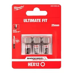 Біта SHOCKWAVE MILWAUKEE, Hex12, 25мм, (3шт) - мініатюра 2