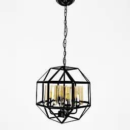 Люстра Лофт у чорному корпусі форми прямий багатогранник Line.F Колір плафона Графітовий