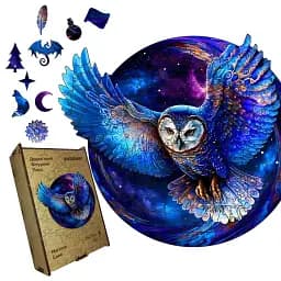 Пазл деревянный Магическая Сова, А5, Деревянная коробка 35 элементов