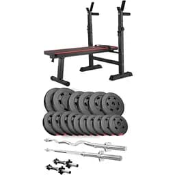 Набір Hop-Sport Premium з лавою HS-1080 штангами та гантелями 75 кг