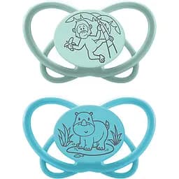 Пустушка Nip Мій метелик Зелена серія 0-6 міс. блакитна 2 шт. (38753-51)