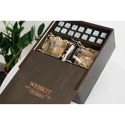 Подарунковий набір Whiskey Stones камені для віскі в дерев'яному пеналі №4 + 4 склянки Pasabahce Baltic + щипці + мішечок - мініатюра 4