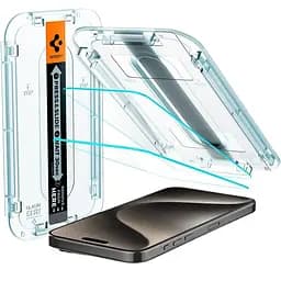 Захисне скло Spigen Screen Protector EZ FIT GLAS.tR Crystal для iPhone 15 Pro Max (2 шт.) (AGL06872)