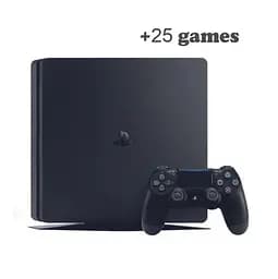 Консоль Sony PlayStation 4 SLIM 1TB Black ПЗ12 обслугована + Геймпад бездротовий DualShock 4 + 25 ігр + гарантія б/в