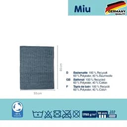 Килимок для ванної Kela Miu 65х55х1 см димчасто-синій (24728) - мініатюра 2