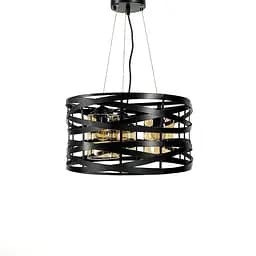 Люстра Лофт у чорному корпусі плетений овал Line.F Колір плафона Янтарний