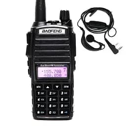 Рація Baofeng UV-82 8W посилена PRO серія VHF/UHF, ліхтар, 2xPTT кнопка, гарнітура, дальність 10км (100832)