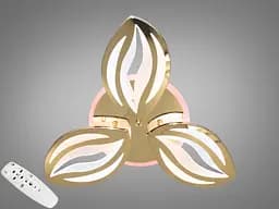 Стельова LED люстра з димером і LED підсвічуванням, 70 Вт, золото