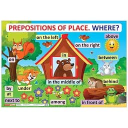 Навчальний плакат Англійська мова Прийменники місця 15104151 формат 61 х 88 см