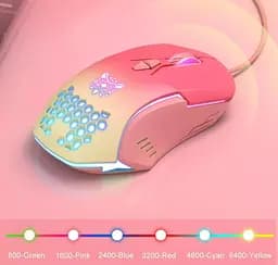 Комп'ютерна мишка Onikuma C15 з RGB підсвіткою та 800-6400 DPI дротова для ПК і ноутбука Рожева - мініатюра 7
