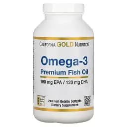 Риб'ячий жир California Gold Nutrition Omega-3 Premium Fish Oil 180 EPA/120 DHA 240 желатинових капсул