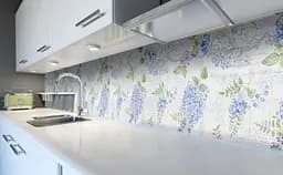 Вініловий кухонний фартух Блакитні пишні квіти наклейка для кухні ПВХ Прованс 60х250 см Happy Pocket Z181641