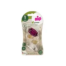 Круглая пустышка Nip Вишенка Зеленая серия, 2 шт., фиолетовый с бежевым (38588-51)