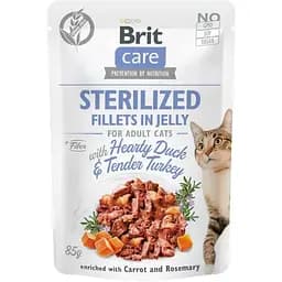 Влажный корм Brit Care Cat Pouch для кастрированных кошек в желе утка и индейка 85 г