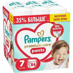 Подгузники-трусики Pampers Premium Care Pants Размер 7 (15+кг) 84 шт.