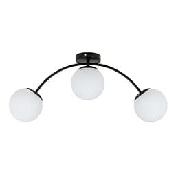 Люстра стельова Levistella 7529907-3 BK+WH, E27, чорний метал, білий скляний плафон, сучасний стиль для дому