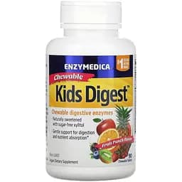 Ферменты пищеварительные для детей Enzymedica Kids Digest Chewable Digestive Enzymes со вкусом фруктов 90 жевательных таблеток
