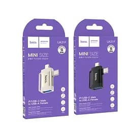 Перехідник Hoco UA31F iP male/Type-C male to USB female OTG 2 в 1 adapter чорний - мініатюра 4