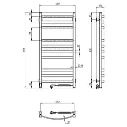 Електрична рушникосушка Navin Avalon 480x1000 Sensor права, біла 10-043153-5010, Білий, Праве, Електронний - мініатюра 9