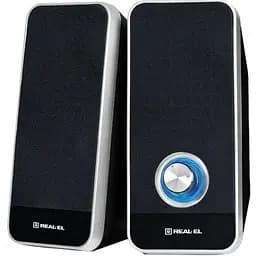 Колонки 2.0 Real-El S-80 Black, 2 x 3 Вт, пластиковый корпус, питание от USB, управление спереди (S-80)