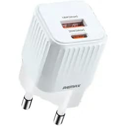 Мережевий зарядний пристрій Remax Cube 2 порта USB + Type-C 20W Белый (RP-U2)