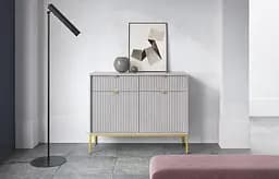 Комод Perfect Home Новая/Nova 2-дверный с 2 ящиками и золотыми ножками KSZ104 Серый (PFH-091220)