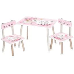 Дитячий столик Bambi Слоненятко M 501-14 дерев'яний з двома стільчиками українська абетка