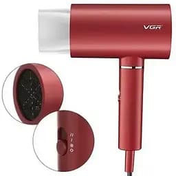 Фен для сушіння укладання волосся VGR V-431 маленький дорожній складний міні компактний червоний