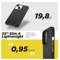 Карбоновый чехол для Apple iPhone 15 Plus, LikeCarbon MagCase, черный, тонкий защитный чехол-панель с магнитом MagSafe, ударопрочный, ультратонкий, совместим с магнитными держателями и беспроводной зарядкой, ArmorStandart (ARM69292) - мініатюра 4