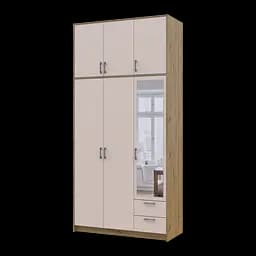 Шкаф для одежды Doros Ронди с высокой антресолей и зеркалом Дуб Артизан/Кашемир 3 ДСП 121х52х260 (42005196)