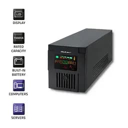 Джерело безперебійного живлення з модифікованою синусоїдою Qoltec QLT1500 900W 1500VA LED, AVR, RJ45, 2xSchuko, 2x12V 9Ah - мініатюра 2