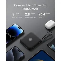 Портативний зарядний пристрій Vrurc 20000 mAh із вбудованими кабелями швидкий для iPhone потужністю 22,5 Вт - мініатюра 5