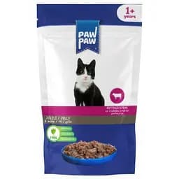 Влажный корм Pawpaw для взрослых кошек говядина в желе 85 г