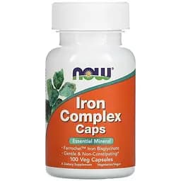 Вітаміни та мінерали Now Iron Complex 100 вегакапсул