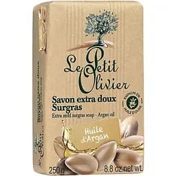 Мыло экстранежное Le Petit Olivier 100% vegetal oils soap с экстрактом арганового масла 250 г (3549620005592)