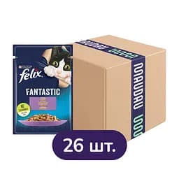 Вологий корм для котів Felix Fantastic з ягням 2.21 кг (26 шт. х 85 г)