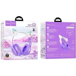 Навушники бездротові з вушками Hoco Cat ears BT headphones W42 біло рожеві - мініатюра 9