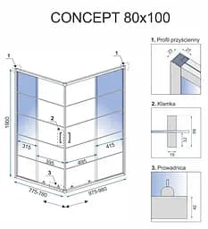 Душова кабіна Rea Concept 80x100 black REA-K6389, Чорний, Універсальна, прозорий - мініатюра 5