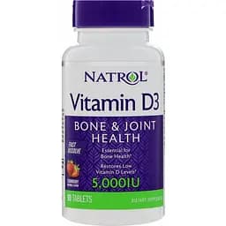 Витамин D3 Natrol Vitamin D3 Fast Dissolve со вкусом клубники 5000 МЕ 90 таблеток