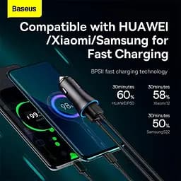 Адаптер автомобільний Baseus Golden Contactor Max Dual Fast Charger 60w CGJM000013 - мініатюра 10