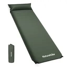 Килимок самонадувний Naturehike (CNK2450WS020) 10см - з подушкою - одномісний - зелений