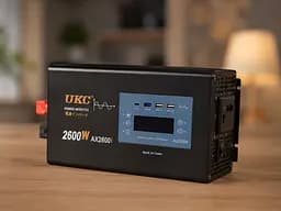 Перетворювач AC / DC 2600 W AX Sine з чистим синусом / Перетворювач напруги з чистим синусом, дисплеєм та виходами: 3 x USB, 1 x Type-C / Інвертор автомобільний