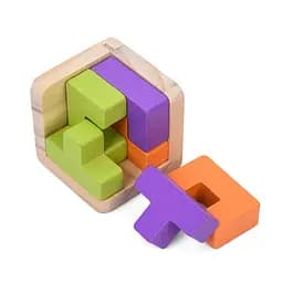 Дерев'яна куб-головоломка Bambi MD 0758-3 підставка 6 елементів